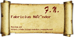 Fabricius Nándor névjegykártya